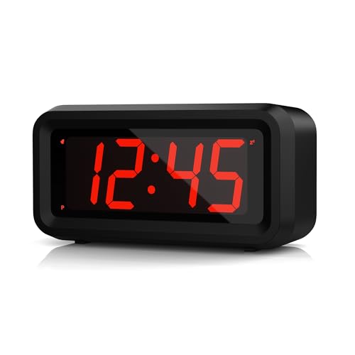 KWANWA Digital Alarm Clock Battery Operated Powered Only With Constantly Big 1.2'' LED Time Display Small for Travel desk Wall Bedside