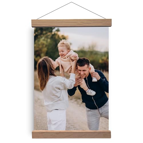 "Poster Frame Frames, Magnetic Light Wood Oak Wooden Poster Hangers Hanger Hanging Kit for Canvas Artwork Art Print (Oak, 24"" - 61 cm, Hangers 1 Pack)"