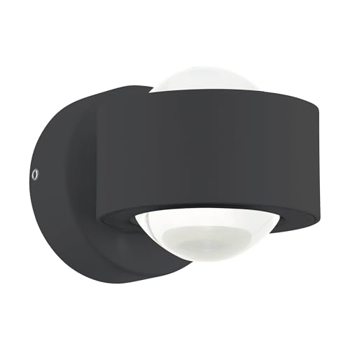 Eglo Treviolo LED Outdoor Wall Light 2-Bulb Outdoor Light Modern LED Wall Light Made of Cast Aluminium in Anthracite and White Glass LED Outdoor Lamp Warm White IP44