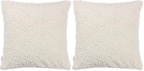 Yard Cabu Polyester Filled Cushion – Scandi Minimalist Chunky Boucle Textured Decorative Pillow (Ecru - 45x45cm) (Pack of 2)