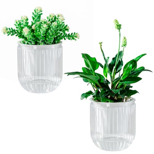 Melphoe Self Watering Pots for Indoor Plants Planter, 4.7 Inch 2 Pack Planters Self Watering Plant Pots for Flower, Houseplants, Succulent, African Violets and Cactus with Drainage