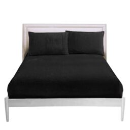 GC GAVENO CAVAILIA Fitted Sheet King Size - Soft Teddy Fleece Bedding Winter - Warm Fluffy Anti-Allergy Polyester Bed Sheet (152x203 cm) - Easy Care 25cm Deep Fleece Fitted Sheets King Size,Black