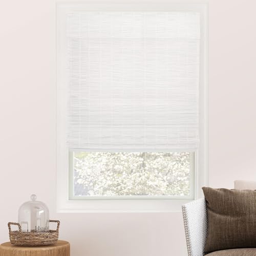 "CHICOLOGY Venetian Blinds, Bamboo Roman Blind Patio Blinds and Shades Window Shades 36"" W x 64"" H Snow"