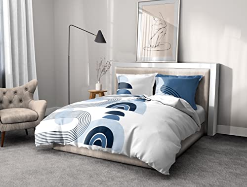 Home Linge Passion - Duvet Cover - 3 Pieces - 100% Cotton - 57 Thread Count - Double - 220 x 240 cm - Lonsdale Blue