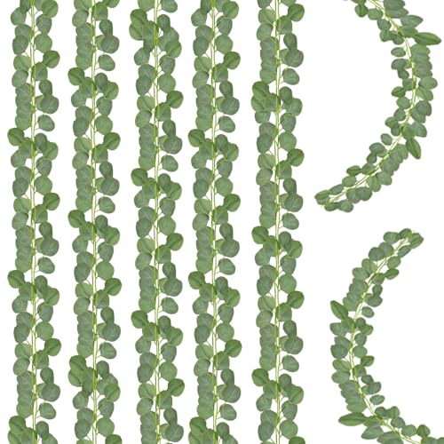 Eucalyptus Garland,Artificial Eucalyptus Leaves Table Greenery Garland Wreath Vines for Wedding Party Table Fireplace Bedroom Wall Room Decor (6)