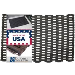 "Durable Durite Recycled Tire-Link Outdoor Entrance Mat, Straight Weave, 20"" x 30"", Black"