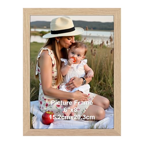 Ditwis 8x6 Photo Frame Wood Colour, Modern Natural Picture Frame for Living Room, Bedroom and Office, Wall or Desk Display