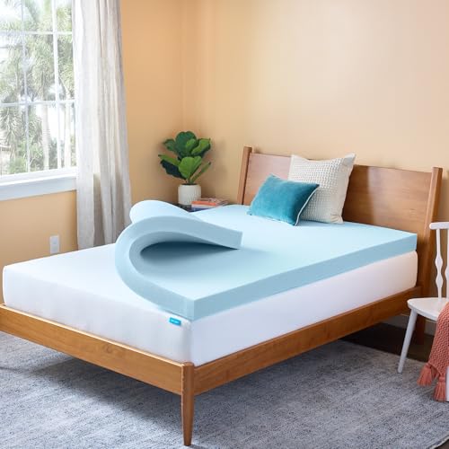 Linenspa Memory Foam Mattress Pad XL Size 10.2 cm Memory Gel Foam Soft Feeling Cooling & Relief CertiPUR Certified