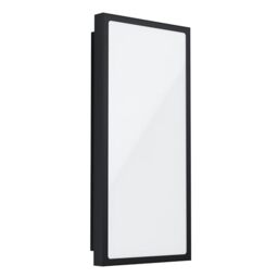 EGLO LED Outdoor Wall Light Casazza, External Porch Lighting, Waterproof Outside Lamp Made of Black Galvanized Steel and White Plastic, IP44, H 42 cm