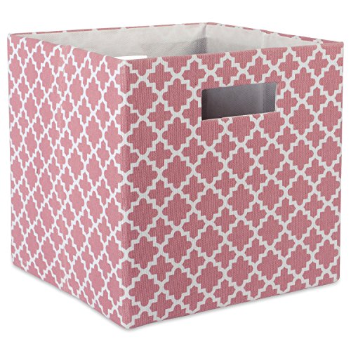 "DII Hard Sided Collapsible Fabric Storage Container for Nursery, Offices, & Home Organization, (13x13x13"") - Lattice Rose"