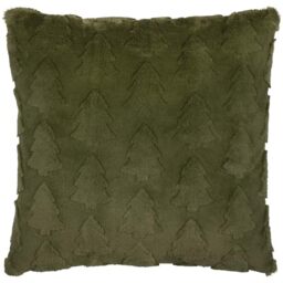 furn. Pines Polyester Filled Cushion – Soft Faux Fur Double-Sided Woodland Winter Decorative Pillow with Raised Tree Design (Forest Green - 50x50cm)