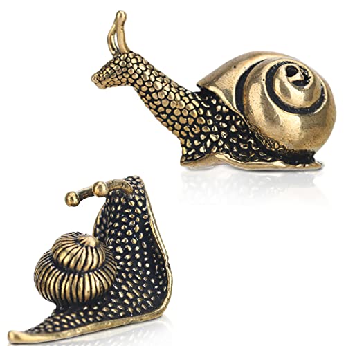 2pcs Snail Decor Outdoor Pond Garden Snail Figurine Brass Snail with feng Shui Decorative Effect The Meaning of The Snail Walk Slowly and Have a Safe Journey,Suitable for Computer Desk Decoration