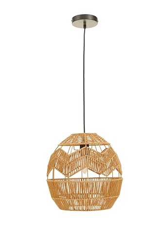 Premier Housewares Elevate Your Space Modern Black Paper Rope Pendant Lamp with Unique Rustic Texture and Sleek Metal Frame Versatile Placement Perfect for Any Room 30x131x30