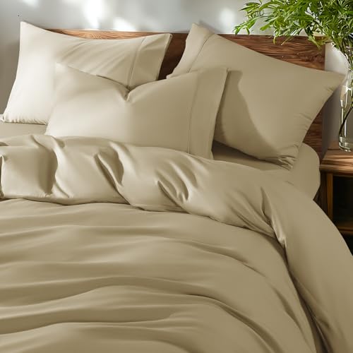 Shilucheng 100% Cotton California King Size Duvet Covers - 600 Thread Count, Luxury Sateen Weave Egyptian Cotton Comforter Cover with Zipper Closure???Hotel Bedding Duvet Covers 3 Piece (Linen)