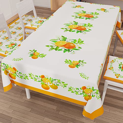 PETTI Artigiani Italiani - Rectangular Tablecloth Kitchen Table Cover Mixed Fruit Design 01 X6 Seats (140 x 180 cm) 100% Made in Italy