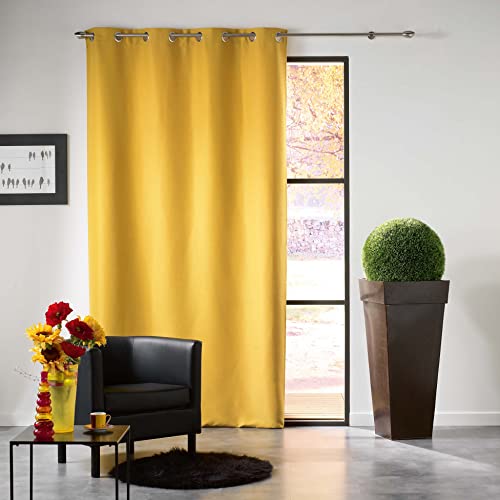 Douceur d'Intérieur Blackout Curtain with Eyelets 140 x 240 cm Mezzo Yellow