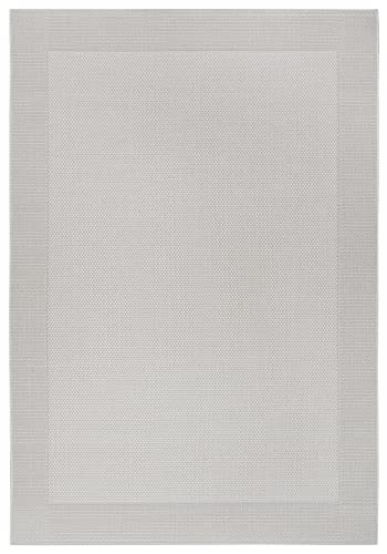 Freundin Home Collection Vena Outdoor Rug (120 x 170 cm, 100% Polypropylene, Moisture and UV Radiation, Protected for Balcony, Patios, Garden and Living Room), Light Grey, Silver