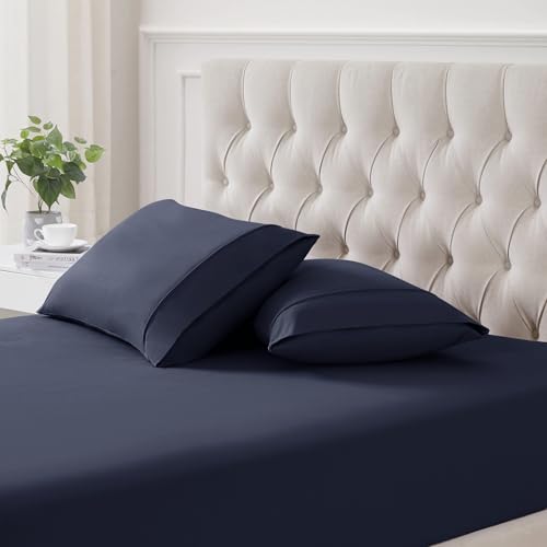 Flannel Pillowcases Standard Set of 2 - Ultra Soft Flannel Pillowcases Set Cozy & Breathable Pillow Cases Queen Size Set of 2 - Heavyweight & Durable, Standard/Queen, Navy Blue
