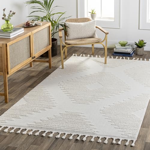 Livabliss Sloan Setif Geometric Carpet 140x200 cm, Living Room, Dining & Kitchen, Scandi Abstract Pattern, Easy Care Pile, Cream Light Grey