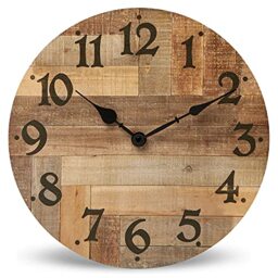 NIKKY HOME Decorative Wood Round Large Wall Mounted Clock, Brown 30 x 4 x 30 CM