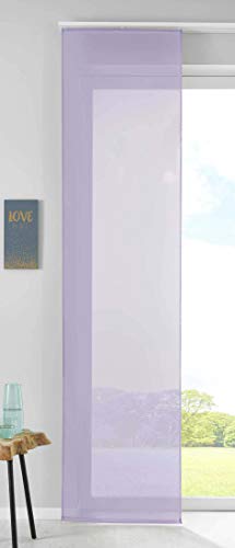 Gardinenbox Set of 1 Sliding Curtain Panel Curtain Voile Complete with Panel Weight Bar 100% Polyester Lilac H 245 x W 60 cm
