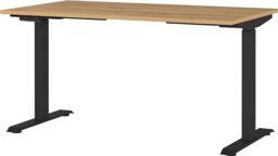 Germania Desk 7905-582, in Grandson oak repro/Black, el. height-adjustable, 140 x 120 x 80 cm (WxHxD)