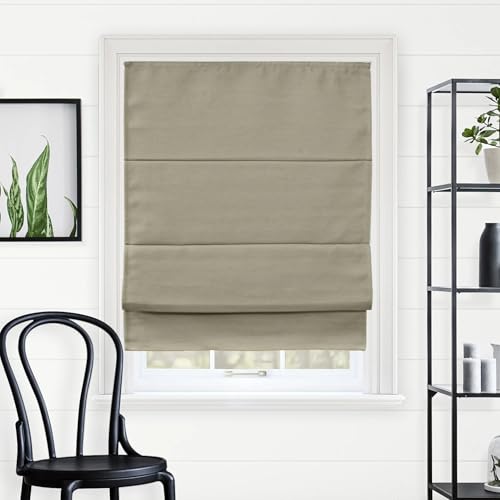 "Del Mar Sandscastle Blackout Roman Shades - 29"" W x 64"" H, Window Treatment for Home"