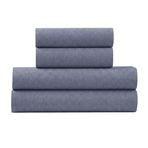U.S. POLO ASSN. Jersey Knit Sheet Set, Cotton Blend, T-Shirt & Pajama Feel, Deep Pocket, Wrinkle-Resistant, Cooling & Breathable, Everyday Comfort Stretch