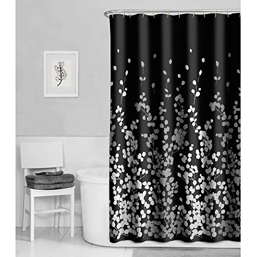 "MAYTEX Shower Curtain, Polyester, Black White, 70"" W x 72"" L (Pack of 1)"