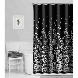 "MAYTEX Shower Curtain, Polyester, Black White, 70"" W x 72"" L (Pack of 1)"