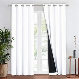 NICETOWN Full Shading Curtain for Windows, Super Heavy-Duty Black Lined Blackout Curtain for Bedroom, Privacy Assured Window Treatment (White, 1 Panel, 52 inches W x 95 inches L)
