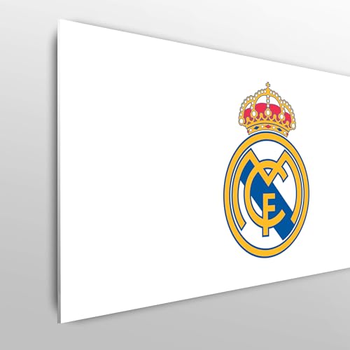 fan decor Licensed Décor Real Madrid Single Headboard - 100cm (w) x 75cm (h) - Full Colour Crest on White