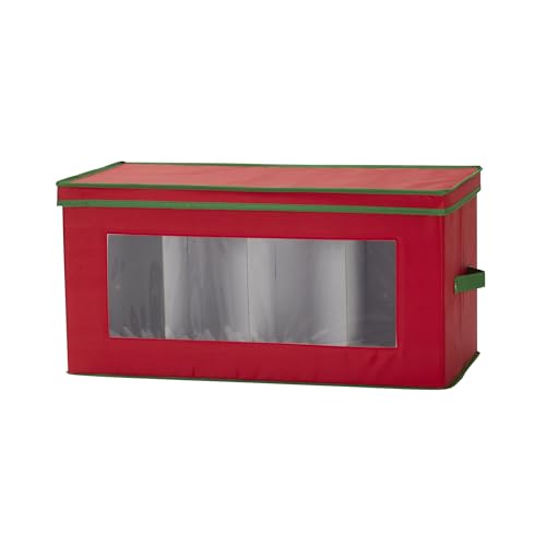 Household Essentials Holiday Vision Storage Box Chest, Fabric, Red & Green, 8-Piece Figurine