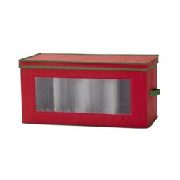 Household Essentials Holiday Vision Storage Box Chest, Fabric, Red & Green, 8-Piece Figurine
