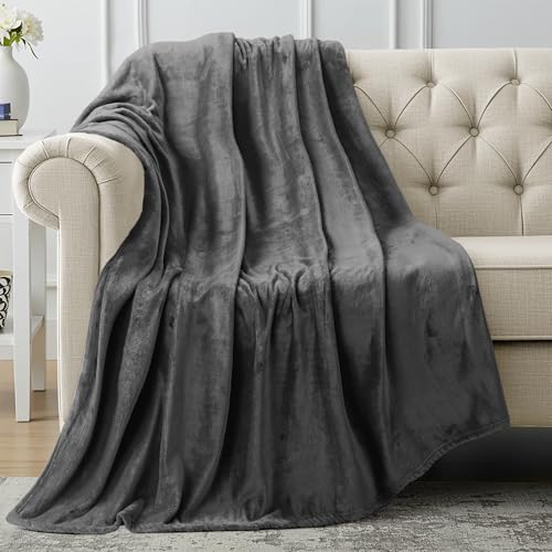 Utopia Bedding Grey Fleece Blanket [Throw XL - 177 x 127 cm] Soft Cosy fluffy 300 GSM Blankets for Bed, Sofa & Couches