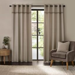 Catherine Lansfield Melville 46x54 Inch Lined Eyelet Curtains Two Panels Natural