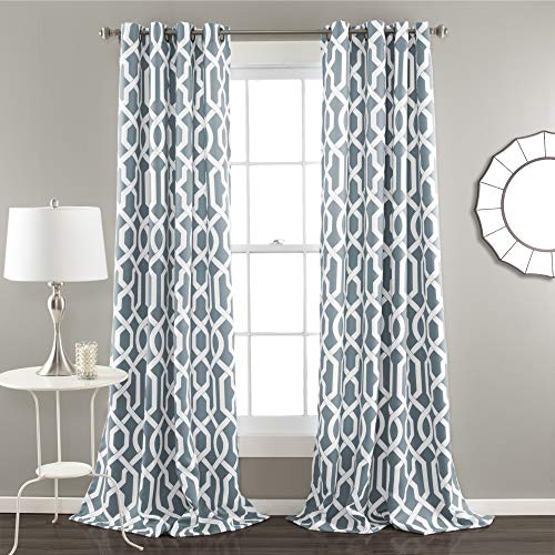 "Lush Decor Curtains Room Darkening Blue Window Panel Set for Living, Dining, Bedroom (Pair), Polyester, 52"" W x 84"" L (Pack of 1)"