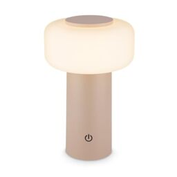BRILONER - Rechargeable LED table lamp IP44 with touch, dimmable, replaceable battery, LED light, battery table lamp, bedside, no cord, outdoor, 13x20.6 cm, beige