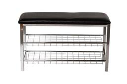 ASPECT 3-Tier Storage Bench Chromed Shoe Rack With Black Seat Cushion, Steel