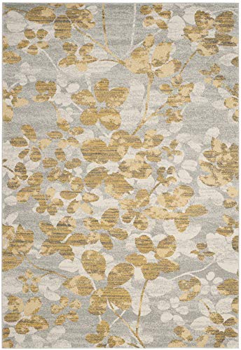 Safavieh Contemporary Rug for Living Room, Dining Room, Bedroom - Evoke Collection, Short Pile, in Grey and Gold, 152 X 244 cm