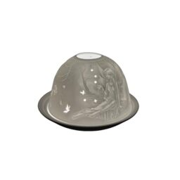 Nordic Lights Fairy Porcelain Tealight Holder Dome - Candle Holder Projecting a 3D Image Use With Scented Candle, LED Light - Perfect Room Decor Lights - Shade & Plate Set with Gift Box
