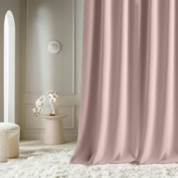 ROOM99 Aura Silver Eyelet Curtain, 180 x 280 cm (W x H) Modern Sliding Curtain, Living Room, Bedroom, Dusty Pink