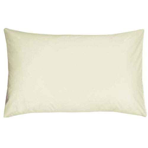 Sleepdown 2 x Pillow Cases Polycotton Housewife Bedroom Pair Pack Pillowcases 48cm x 74cm Pillow Cover Bedding Bed Linen - Ivory