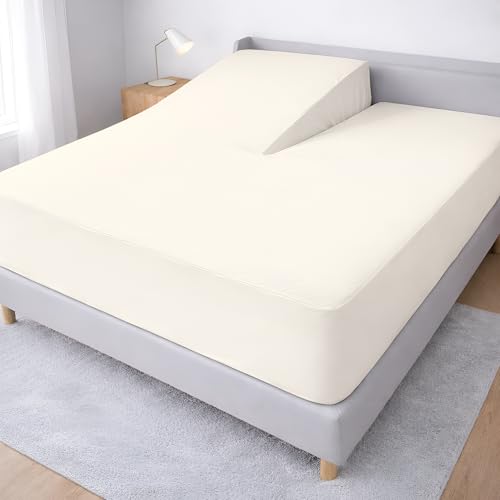 "34"" Split Head Flex King Fitted Sheet, Soft Brushed Microfiber, Ivory"