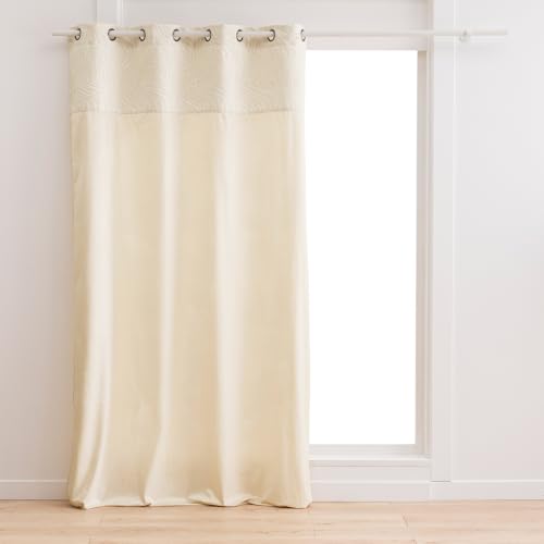 Douceur d'Intérieur, Zebra Velvet Curtain with Eyelets 140 x 240 cm Natural
