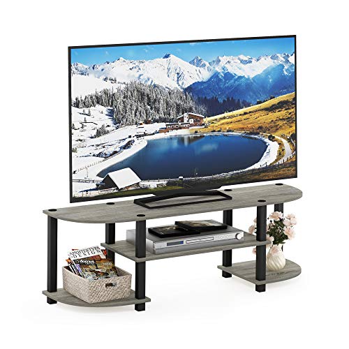 Furinno TURN-S-TUBE TV Stand, Wide Entertainment Center, TV Console for TV up to 55 Inch, for Living Room, Bedroom, Oak Grey, 3-Tier