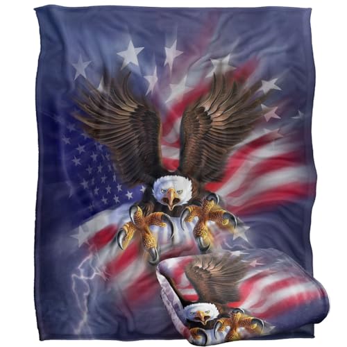 Jq Licensing - Jlo American Flag Patriotic Eagle Silky Touch Super Soft Throw Blanket 152 X 127 Cm