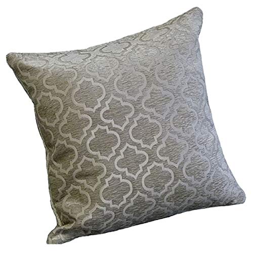 Emma Barclay Bohemia Geometric Satin Chenille Cushion Cover in Silver - 17x17 (43x43cm)