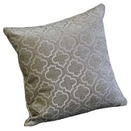Emma Barclay Bohemia Geometric Satin Chenille Cushion Cover in Silver - 17x17 (43x43cm)