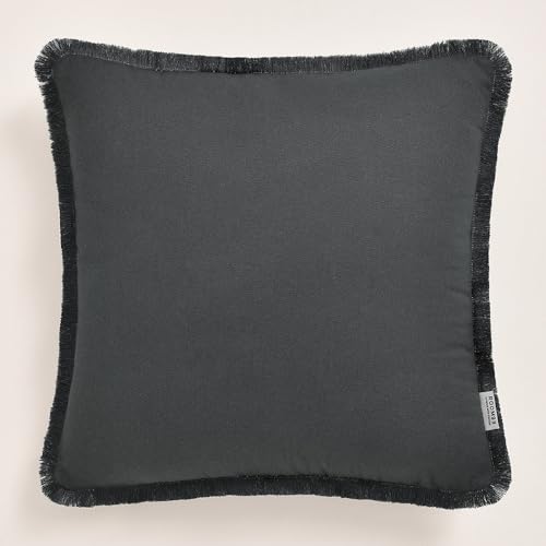 ROOM99 Boca Chica, 50 x 50 cm, Decorative Cushion Cover, Throw Cushion Cover, Aesthetic, Modern, Bedroom, Living Room, Boho, Cotton, Dark Grey, 1 Piece